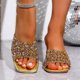 thumbnail image 5 of Sandalias de Mujer Cómodas Glitter Peep Toe Mules, Bloque de Talón Sandalias Transparentes de Cristal Verano, 5 of 9