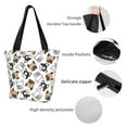 thumbnail image 5 of Horeoi French Bulldog3 Print Shoulder Bag for Women Large Capacity Zipper Tote for Shopping Beach Travel Gym with Inner Pocket, 5 of 7
