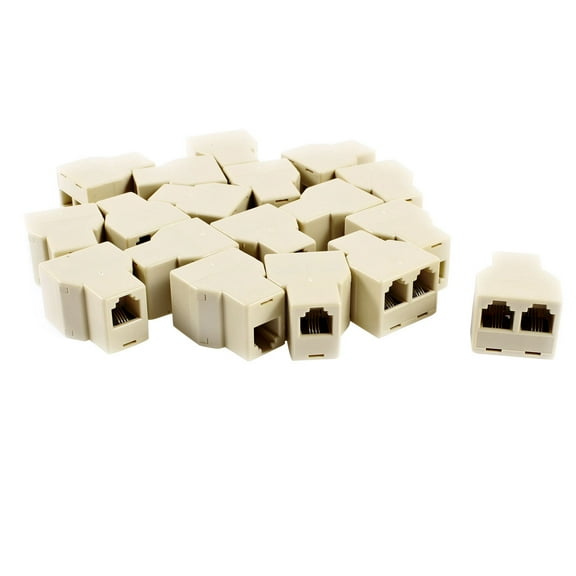 Unique Bargains Plastic RJ11 6P4C 1 to 2 Female Plug Telephone Line Splitter Connectors 20 Pcs