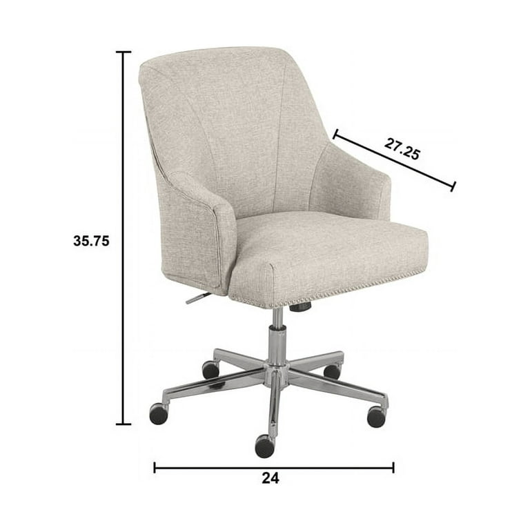 Home Square 2 Piece Swivel Linen Office Chair Set in Light Gray