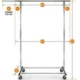 thumbnail image 2 of Housewares Goods Clothes Rail Rack Commercial Grade with Chrome Finish Wheels and Adjustabl ,Silver, 2 of 5