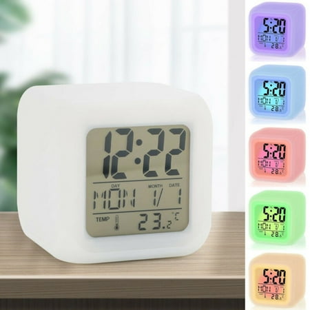 

Hayafir Alarm Clock 7 Colours LED Change Digital Glowing Night Light for Kids Bedroom