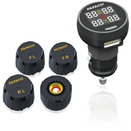 GoSafe TPMS 100 Wireless Tire Pressure Monitoring System with LED Color Display, Black