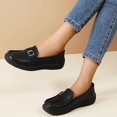 thumbnail image 4 of Willtoo Womens Wide Toe Loafers Slip-On Metal Buckle Platform Casual Flats Non Slip Comfort Walking Shoes for Daily Wear, 4 of 6