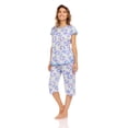 thumbnail image 2 of Lati Fashion Women Capri and Short Sleeve Top 2-Piece Female Pajamas Set Blue XL, 2 of 4