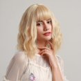thumbnail image 2 of Pretfy 38cm Short Hair Wigs Sexy Wavy Blonde Hair Wig with Bang Heat Resistant Synthetic for Women Cosplay Party Daily Use, 2 of 4