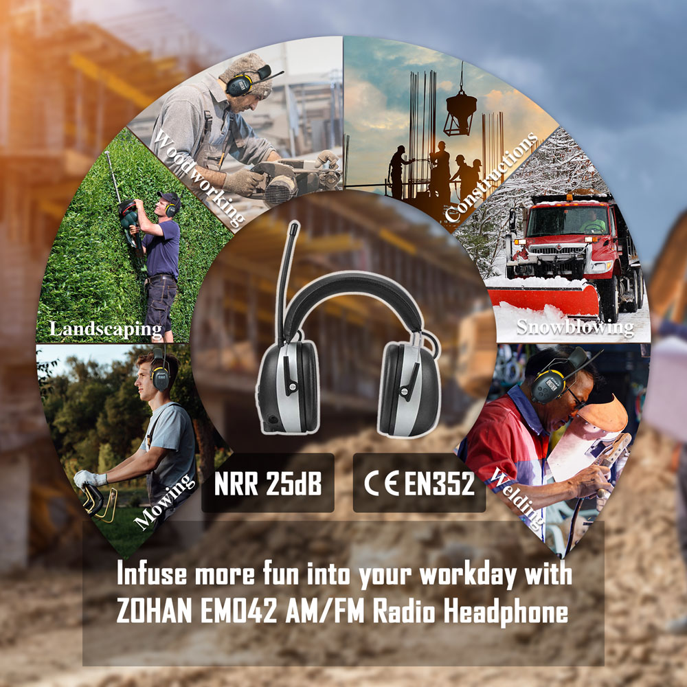 ZOHAN EM042 AM/FM Radio Headphone with Digital Display, Ear Protection  Noise Reduction Earmuffs