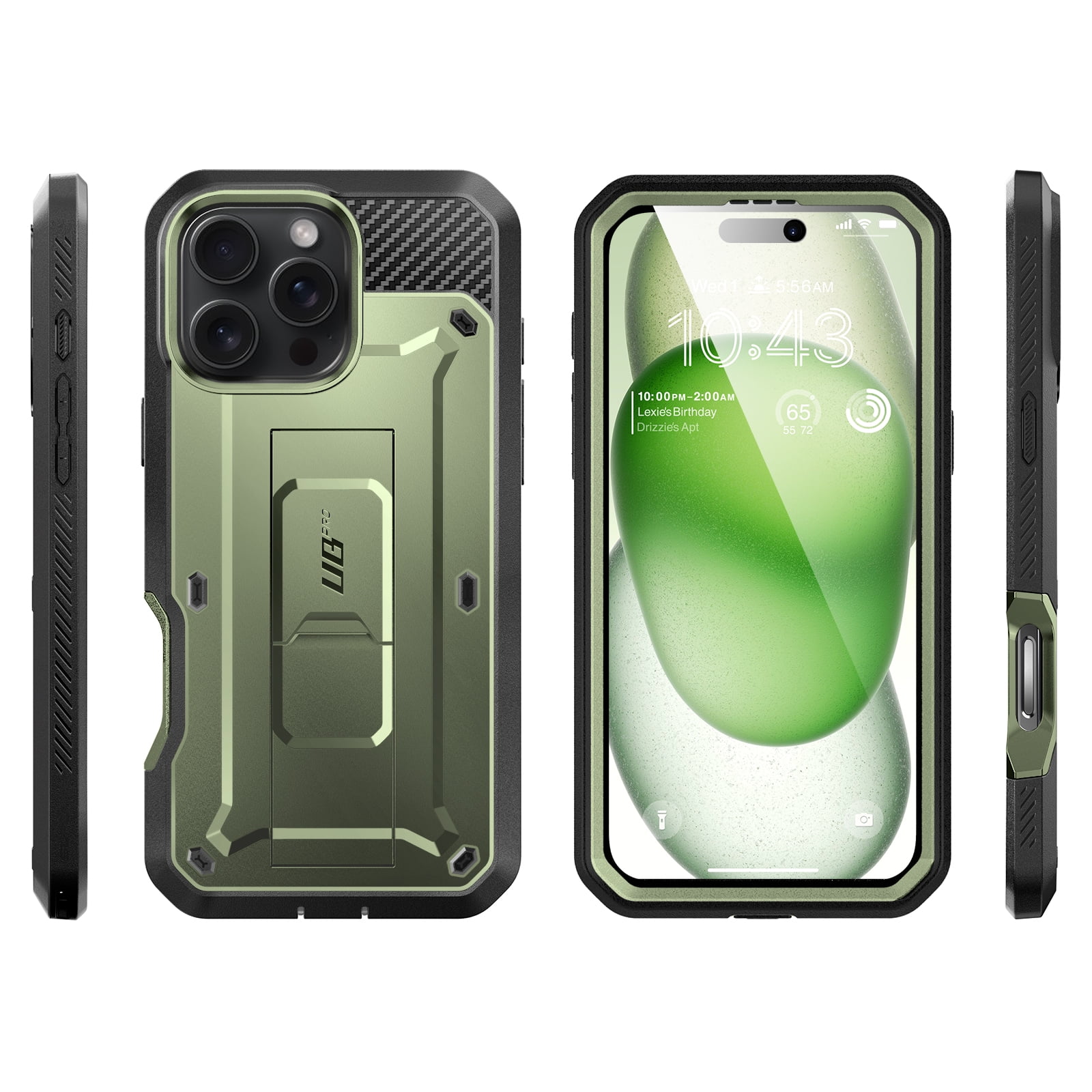 SUPCASE Unicorn Beetle Pro for 2024 Apple iPhone 16 Pro Max 6.9" Case with Screen Protector, [Built-in Stand & Belt-Clip] [Military-Grade Protection] Phone Case Cover for iPhone 16 Pro Max, Green