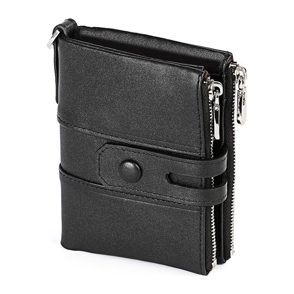 Oil wax leather RFID men's wallet European and American genuine leather wallet zipper buckle clutch