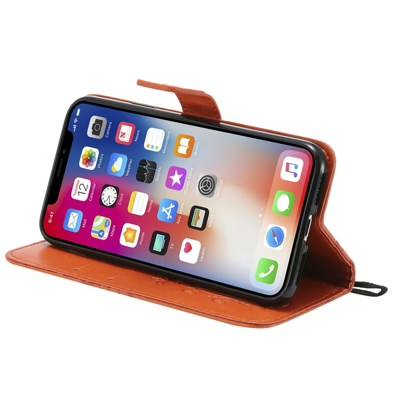iPhone XR Wallet case, Allytech Pretty Retro Embossed Butterfly