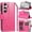Hot Pink, variant on TJS for Samsung Galaxy S25 FE Phone Case, Luxury Wallet Card ID Zipper Money Holder Cover for Samsung S25 FE (Black)