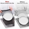 thumbnail image 6 of Roll Up Dish Drying Rack, Silicone Wrapped Over The Sink Dish Rack Foldable Dish Drainer Anti-Slip Dish Racks for Kitchen Counter, Multipurpose Kitchen Sink Drying Rack, 18" x 13", Black, 6 of 9