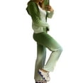 thumbnail image 2 of FOCUSNORM 2Pcs Women Juniors Casual Tracksuit, Solid Color/Gradual Color Hooded Crop Tops + Pants, 2 of 6