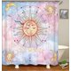 thumbnail image 3 of Juego de 4 cortinas de ducha con diseño de polilla verde, mariposa, fase lunar, planta, botánica, floral, seta, decoración celestial para baño, cortina de ducha de tela negra impermeable, alfombrilla, 3 of 7