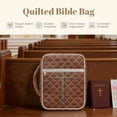 thumbnail image 4 of FOR U DESIGNS Cross Brown Pattern Bible Case Handbag with Handle Quilted Bible Holder Case Bible Journaling Supplies Bible Carrier Tote Bag for Bible Study/Daily Use, 4 of 7