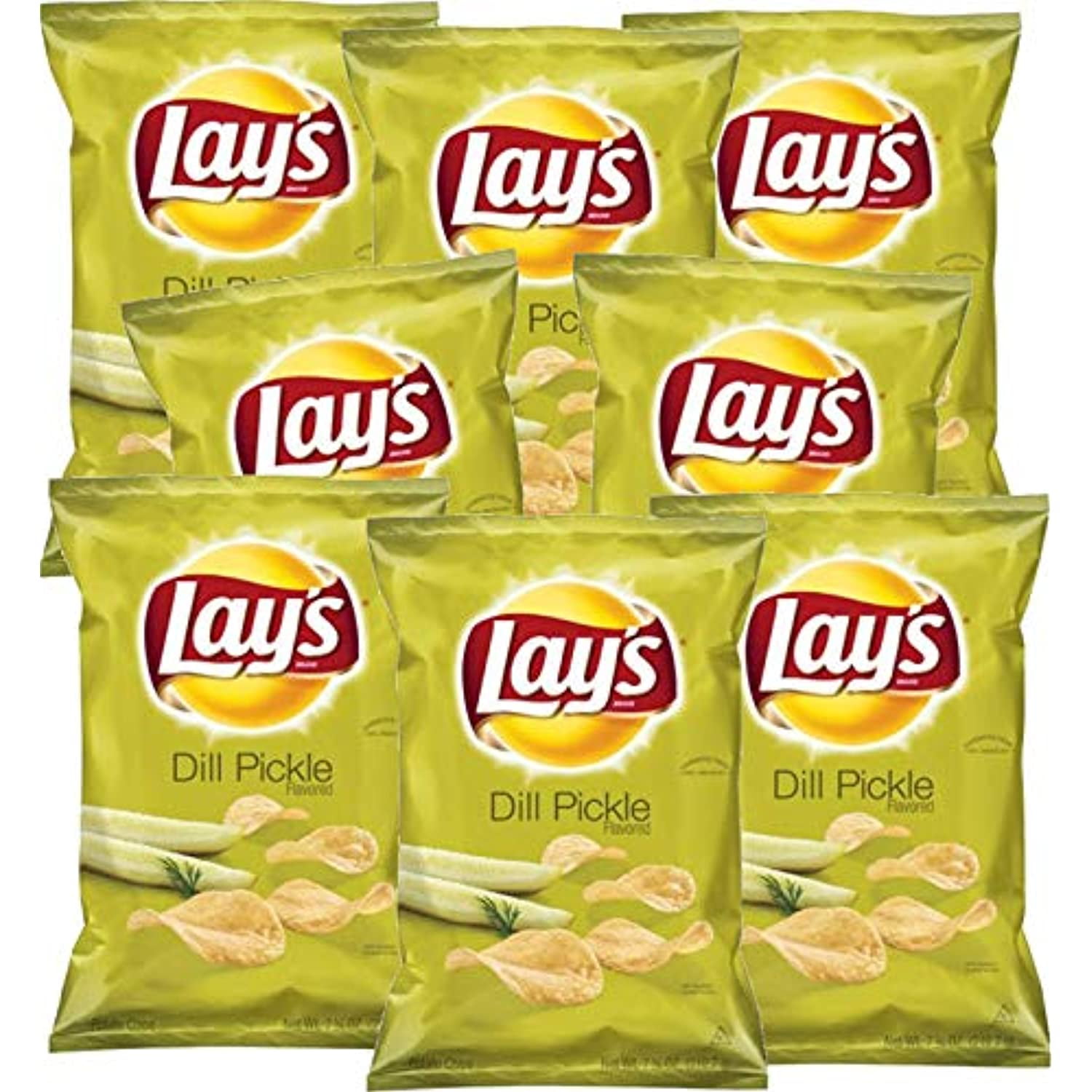 Lays Dill Pickle Flavored Potato Chips, 1.5 Ounce Bags (Pack Of 8