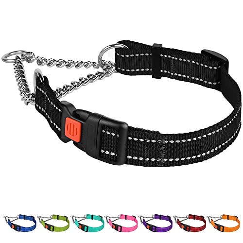 Collardirect Reflective Dog Collar Martingale Collars Side Release Buckle Chain Training Adjustable Pet Choke Collars M Neck Size 14 17 Black Walmart Com Walmart Com