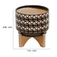 thumbnail image 5 of Benjara BM266283 Ceramic Planter with Abstract Design & Wooden Stand, Brown, 5 of 5