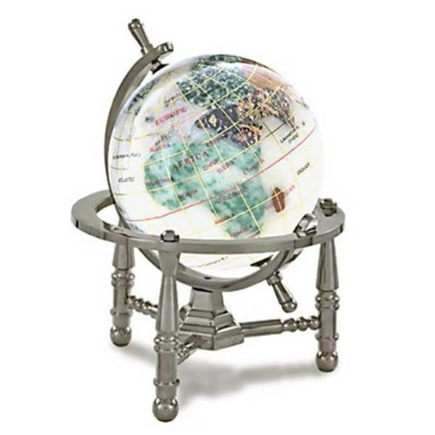 Alexander Kalifano GNT80AS-OPL Globe de Pierre Précieuse de 3 Po avec Opale Opalite Océan avec Antique Argent Nautique 3 Pieds Stand