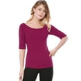 thumbnail image 2 of DARING DIVA Women's Slim Fit Pullover Boat Neck Stretchable T-Shirt 3XL Fuchsia, 2 of 6