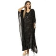 thumbnail image 5 of Sakkas Catia Women's Boho Casual Long Maxi Caftan Dress Kaftan Cover-up LougeWear - 24-Black - One Size, 5 of 5