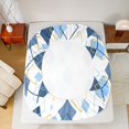 thumbnail image 5 of jejeloiu Modern Geometric Rhombus Twin Sheet Sets,White Blue Bedding For Girls Boys 3 Pieces, 5 of 7