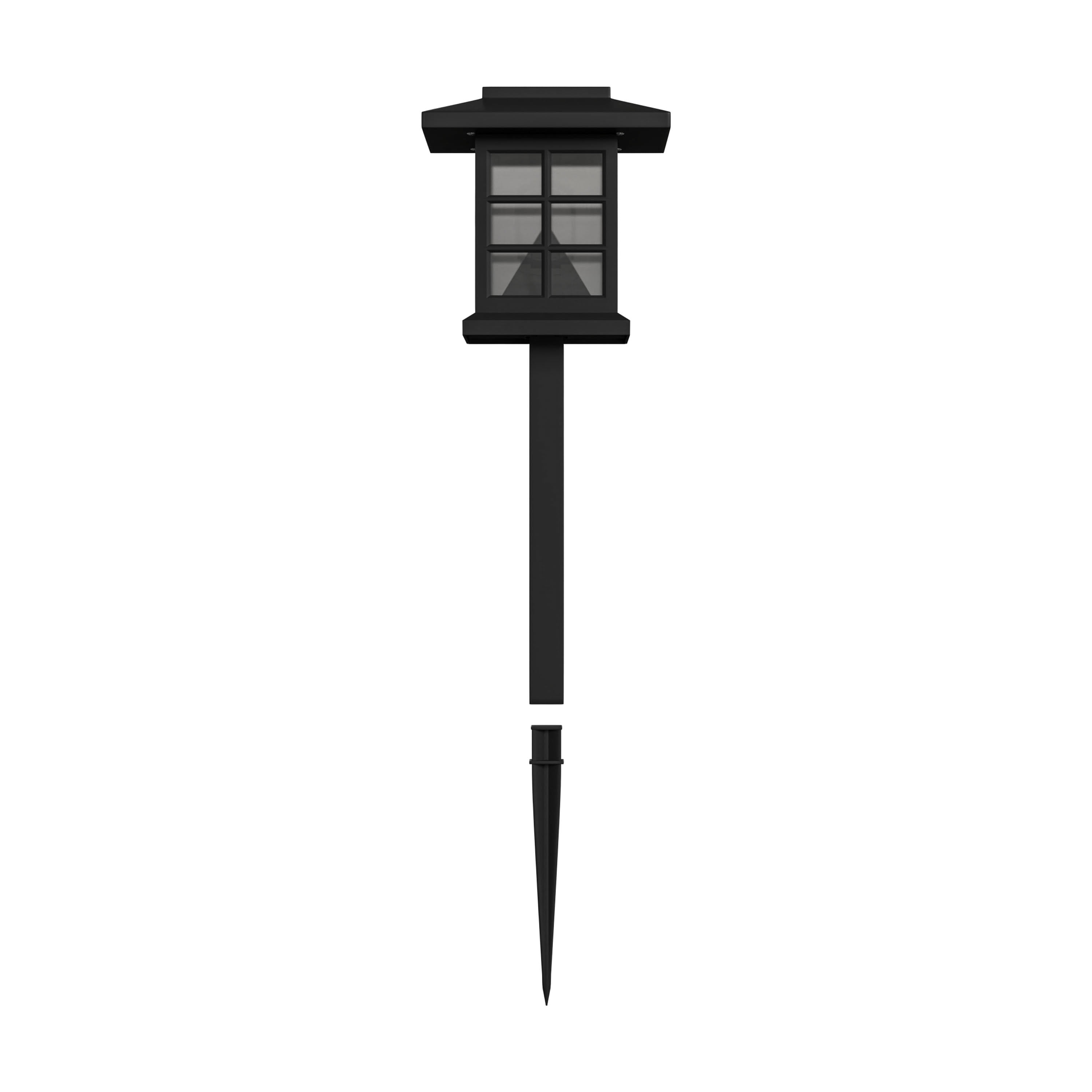 BizChair 8 Pack Black Lantern Style LED Solar Lights Weather Resistant Outdoor Solar Powered Lights for Pathway, Garden, & Yard