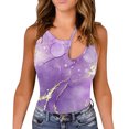 thumbnail image 3 of DHFJKG Camisole Tops For Women Summer Sexy Slim Fit Tank Top Tie Dye Hallow Out Spaghetti Strap Asymmetrical Beach Vacation Clothes Trendy Cami Shirt, 3 of 9