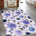 thumbnail image 3 of Purple Blue Flower Washable Area Rugs 3'x5', Watercolor Floral Gray Leaf Vintage Country Low Pile Throw Living Room Rug Non-Slip Sturdy Edge Binding Carpet for Indoor Entryway Bedside Kitchen, 3 of 9
