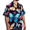 thumbnail image 2 of Flower Butterfly Men's Casual Button Down Short Sleeve Hawaiian Printed Summer Beach Shirts, 2 of 6