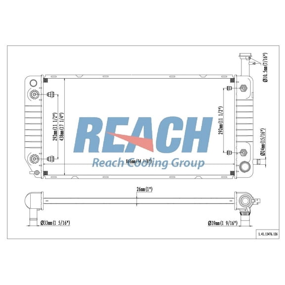 REACH 41-13476 Radiator for EXPRESS 3500 V8 04-14, Automotive Radiator Replacement Part
