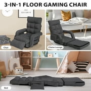Prime Garden Floor Chair 6-Position Folding Gaming Chair for Meditation Indoor, Dark Gray