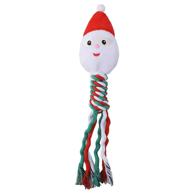 SIfdSeng Rope Christmas Theme Dog Toy with Rope Body for Puppy Dog Chew Toy for Puppy Interactive Toy Dog Toys for Boredom Interactive Dog Toys for Large Dogs Teething Toy