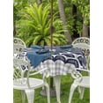 thumbnail image 4 of Outdoor Tablecloth with Umbrella Hole Zipper Navy Blue Pine Leaves Round Tablecloth 60" Waterproof Outside Table Cloth Abstract Art Geometric Gray Plaid Patio Table Cover Tablecloths for Picnic Party, 4 of 8