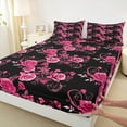 thumbnail image 3 of Manfei Fashion Pink Rose Queen Sheet Sets for Adult, Flower Floral Flat Sheet, Romantic Anniversary Queen Fitted Sheet, Lightweight Room Decor, 4 Pieces, 3 of 7