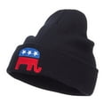 thumbnail image 2 of Republican Elephant Embroidered Cuff Beanie - Black OSFM, 2 of 5