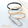 thumbnail image 3 of 555Jewelry Womens Classic High Polish Stainless Steel Sparkling Cubic Zirconia CZ Hypoallergenic Hinge Lock Cuff Bangle Bracelet, Yellow Gold, 3 of 4