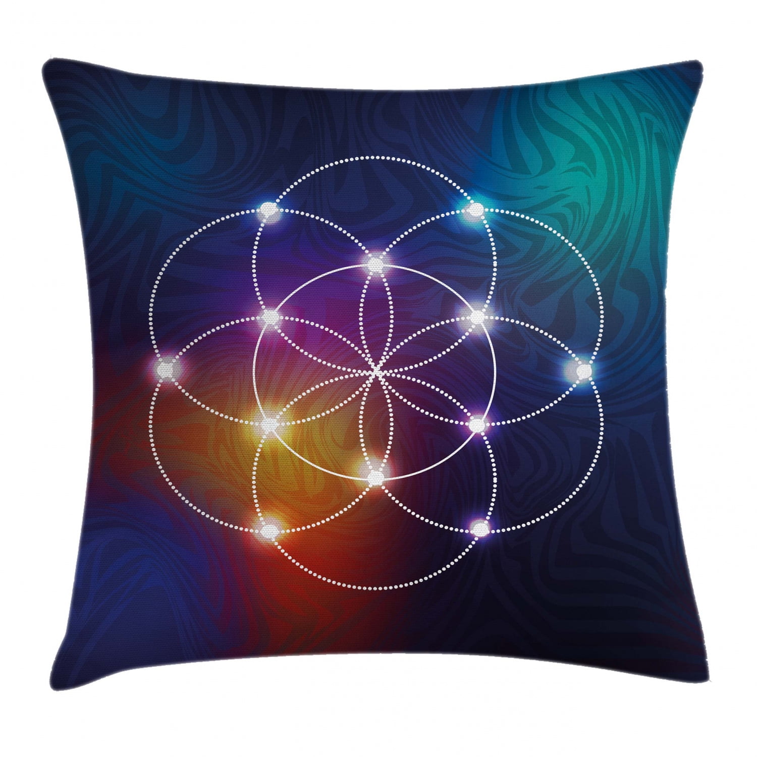 Circle Throw Pillow Cushion Cover, Digital Overlapping Circles Grid