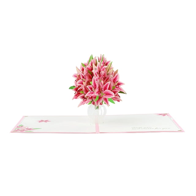 Minkissy 1Pack 15X15CM Pop-Up Greeting Cards Assorted Color for Mothers Day Invitation Flower Pop-Up Cards