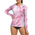 thumbnail image 4 of joogoo Womens UPF 50+ Sun Shirts Pink and Blue Tie Dye Long Sleeve UV Protection Rash Guard Tops L, 4 of 7