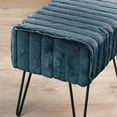 thumbnail image 3 of Home Soft Things Super Soft Faux-Fur Upholstered Stool Ottoman, Dragonfly, 19"x13"x17", 3 of 9