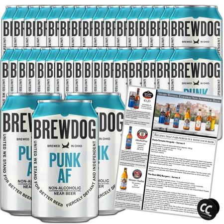 BrewDog 36-Pack of Punk AF | Non-Alcoholic, Robust IPA | 20 Calories, 2.3g Carbs Per Serving | 12oz Cans