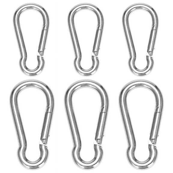 6Pcs Stainless Steel Spring Snap Hook Carabiner, Small Carabiner, Stainless Steel Clips for Flags Climbing(M6 and M8)