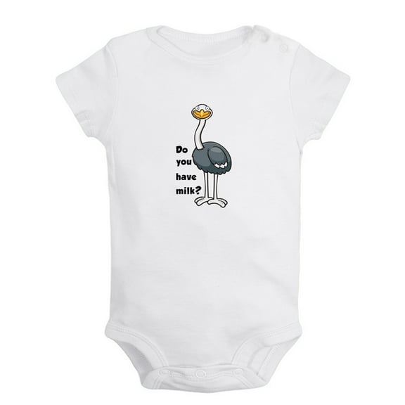 Baby Unisex Do You Have Milk Funny Rompers Newborn Baby Bodysuits Infant Jumpsuits Kids Cotton Animal Ostrich Graphic One-Piece Outfits