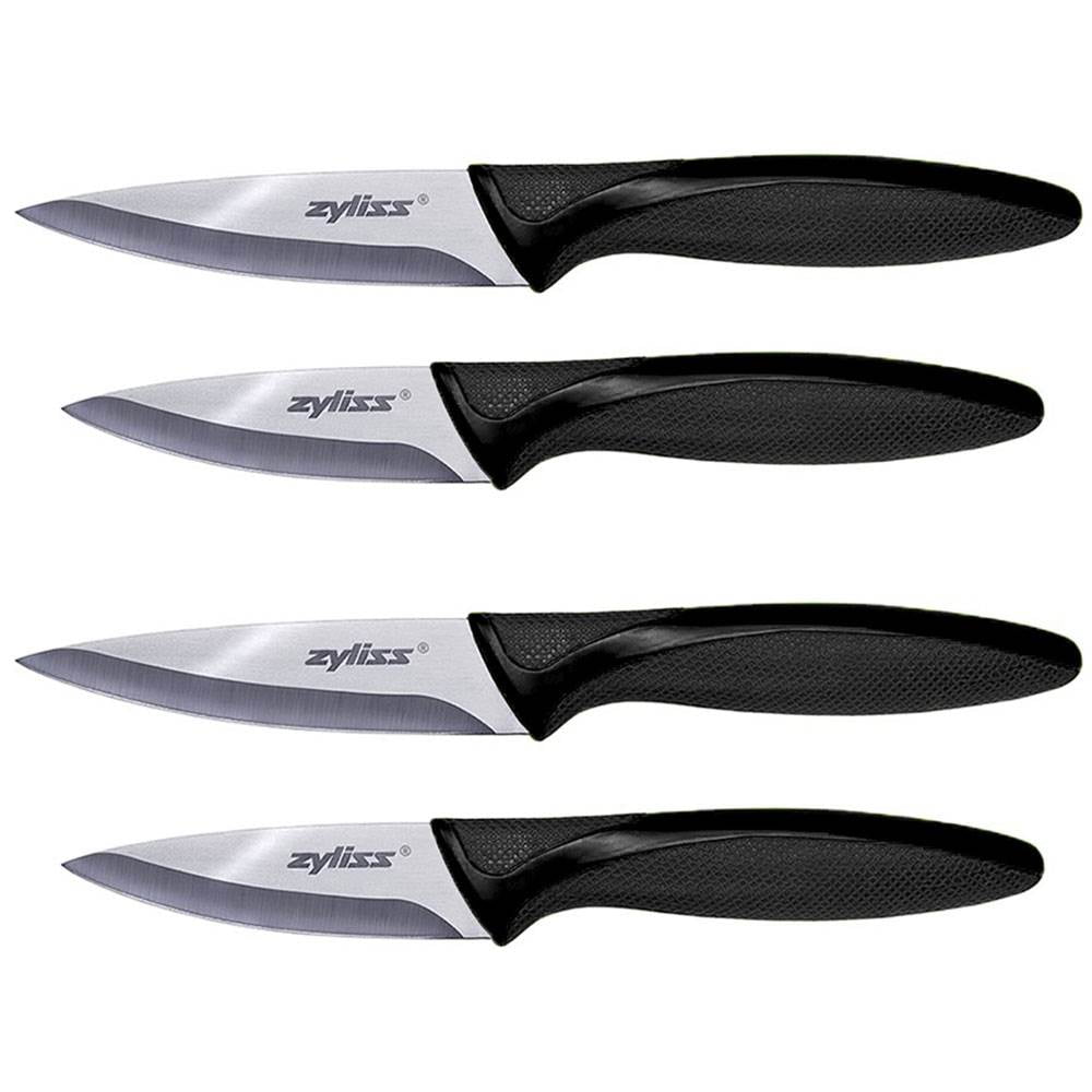 Zyliss Black Ceramic Paring Knife Set with Soft Grip Handles, (4 Knives