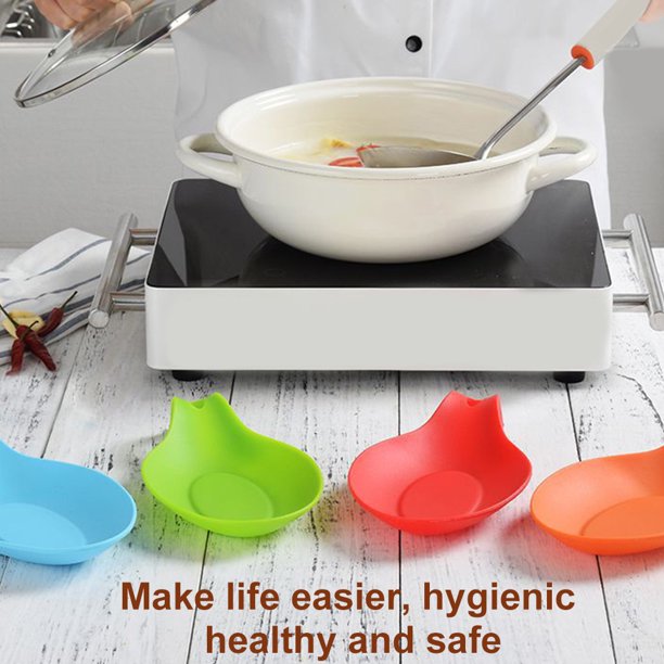 Booyoo Silicone Spoon Rest Nonstick Soup Ladle Spatula Holder Heat