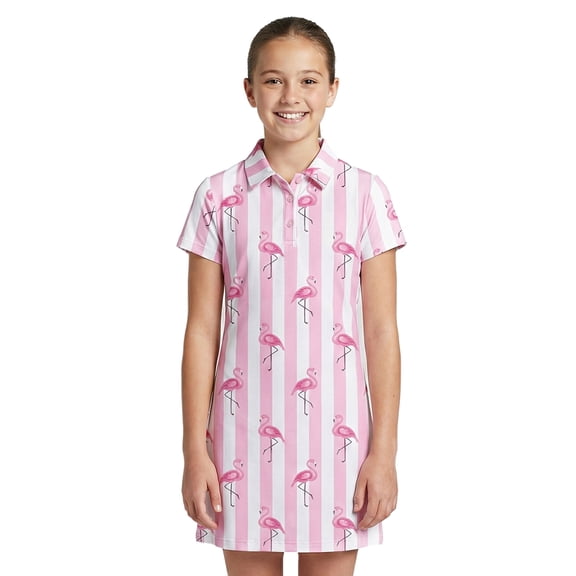 Birdie Bound Girls Beverly Flamingo Dress with Short Sleeves, Sizes XS-XL