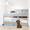 Blue + Gray + Steel + Wood, variant on LANKANG Natural Tone Decorative Free Standing Pet Partition Expandable Safety Gate With Lockable Side Door Stable Support Feet For Indoor Dog Containment