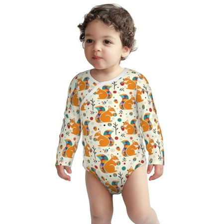 

Fotbe Squirrel With Colorful Tail Pattern Unisex-baby Long-sleeve Bodysuit Long Sleeve Bodysuits One-piece 100% Organic Cotton for Infant Baby Boys Unisex-12 Months