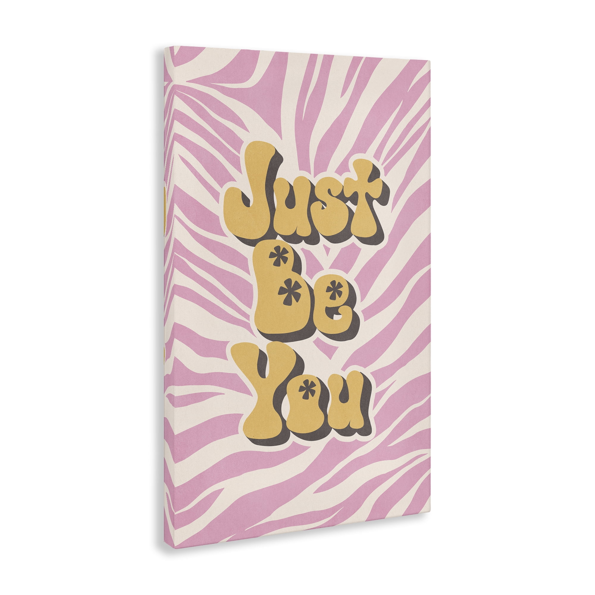 Stupell Industries Just Be You on Zebra Text & Numbers Painting Wrapped Canvas Art Print Wall Art, 16 x 24